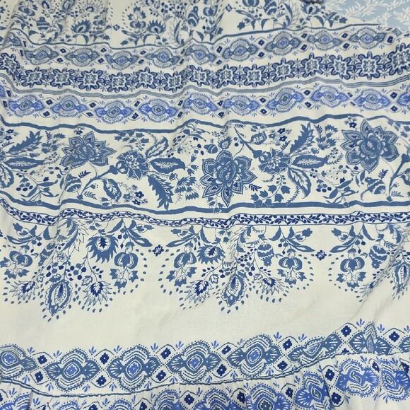 LOFT Womens Sz M Blue and White Dress Tiered Beachy BOHO Feminine Fairy Maxi - Picture 11 of 11